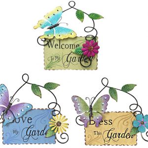 Vintage Metal Garden Sign with Butterfly