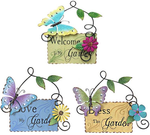 Vintage Metal Garden Sign with Butterfly