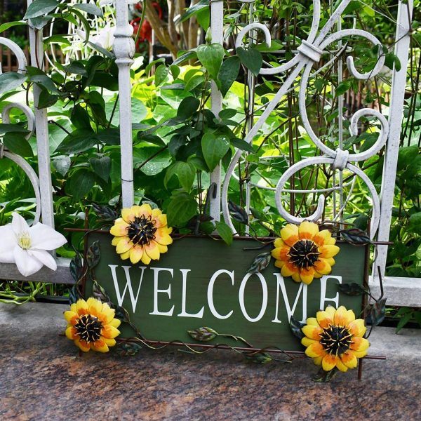 Metal Sunflower Welcome Sign