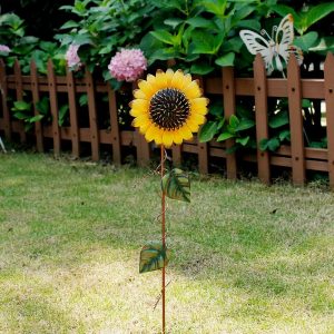 Metal Sunflower Garden Stake