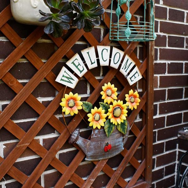 Metal Sunflower Welcome Sign