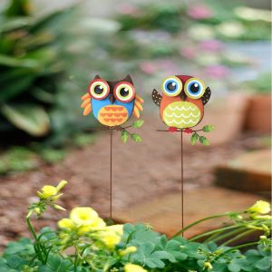 Metal Owl Garden Stake Set of 2