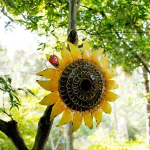 Metal Sunflower Bird House