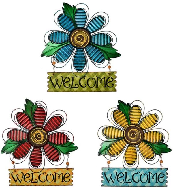 Metal Daisy Welcome Sign