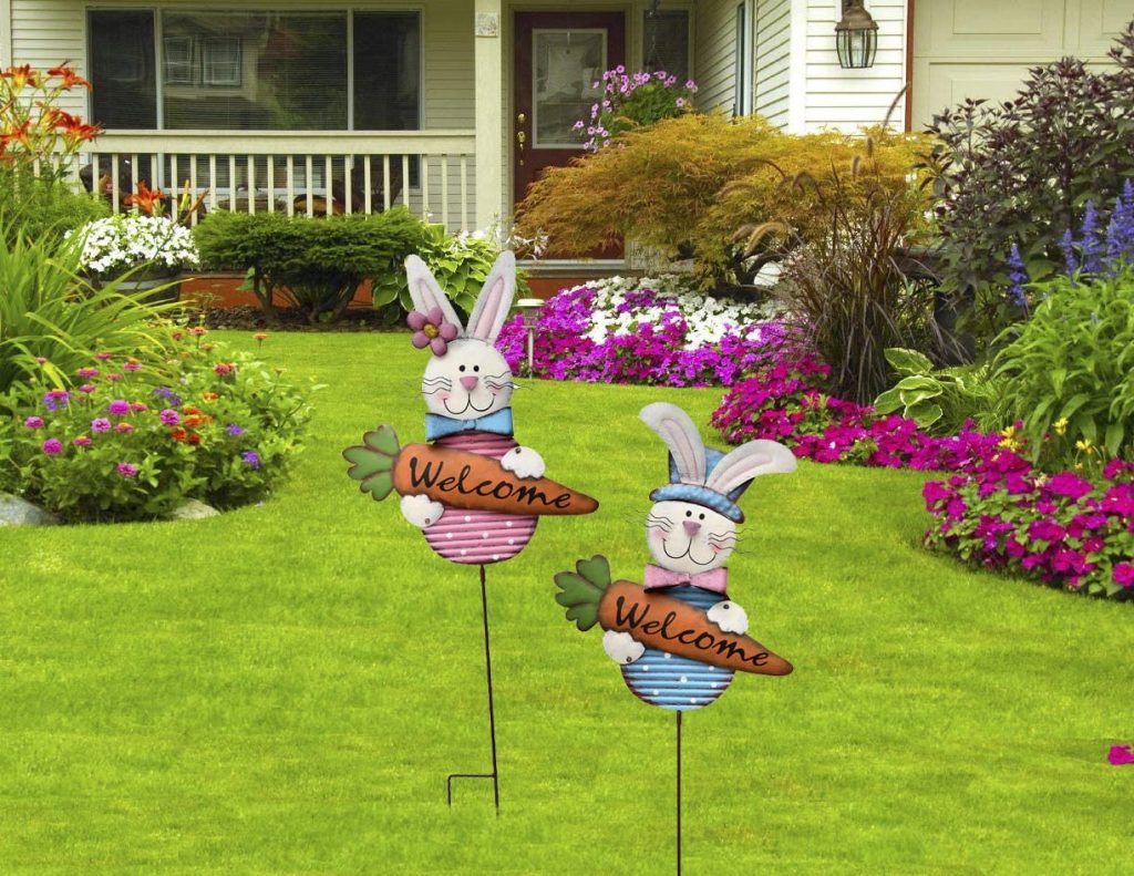 Metal Easter Bunny Garden Stake – YK Decor