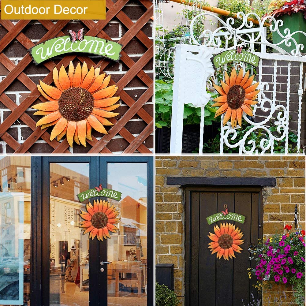 Metal Sunflower Welcome Sign – YK Decor