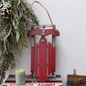 Wood Sleigh Christmas Hanging Ornament