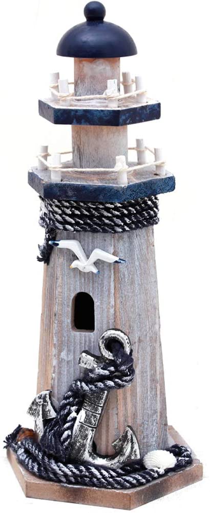 Wooden Lighthouse Decor, 10.25Inch