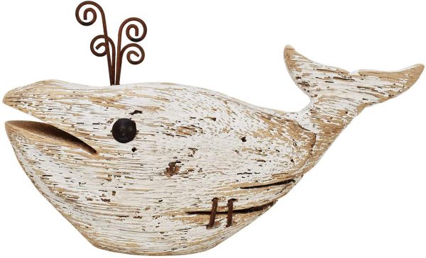 Wooden Whale Decor, Decorative Nautical Whale Rustic Ocean Sea Beach Themed Whale Decoration, Handcrafted Tabletop Nautical Themed Home Decor Bathroom Decor (1)