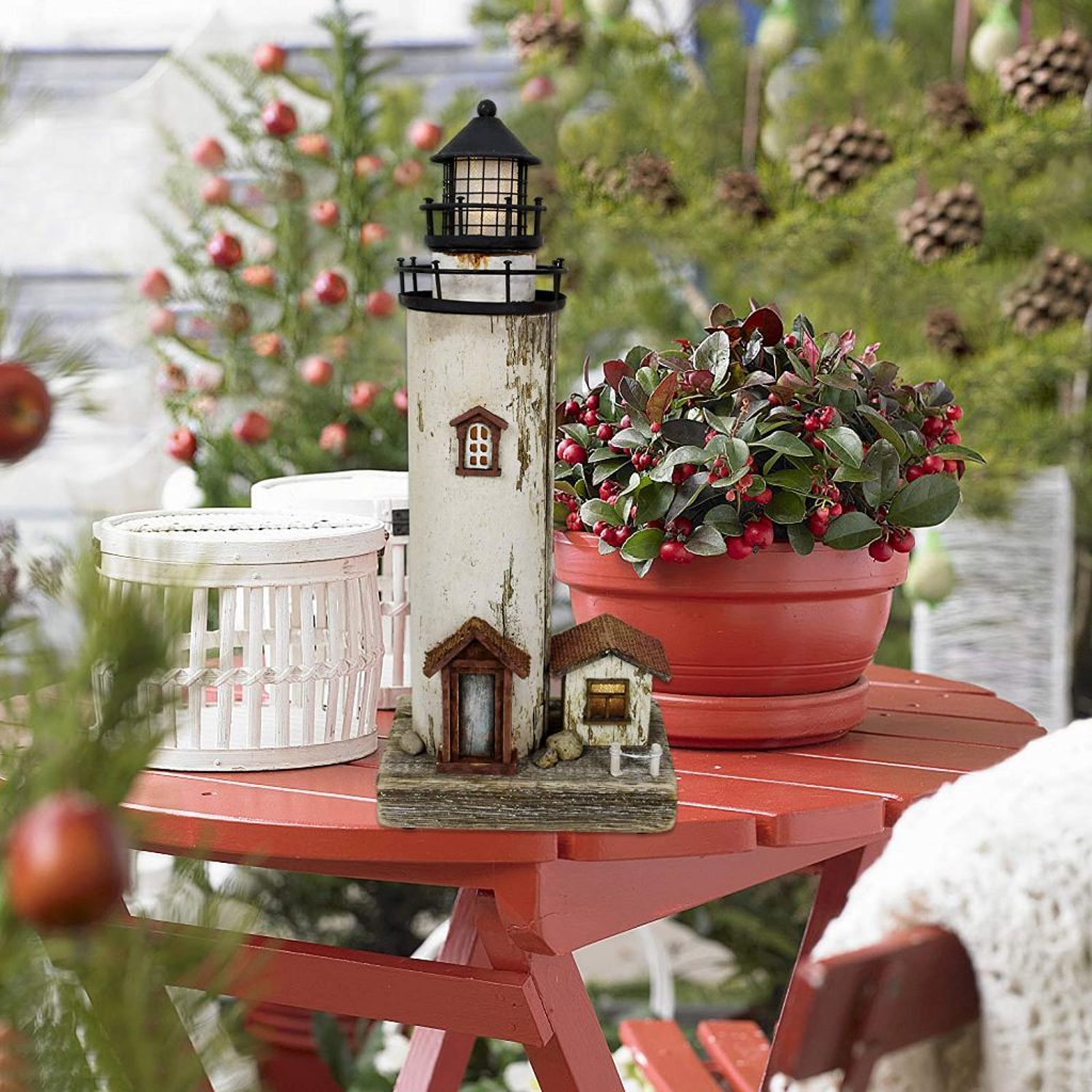 Wooden Lighthouse Decor With Light Decorative Nautical Lighthouse