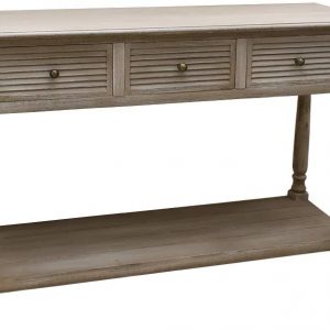 Wood Sofa Table W/3 LOUVERED Accents Drawers