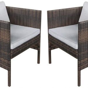 Wicker Chair Patio Furniture Set of 2, Outdoor Wicker Sofa Rattan Chair Conversation Set, All Weather Wicker Arm Chair with Seat Cushion Armchair for Garden Porch Lawn Balcony Poolside Furniture Set