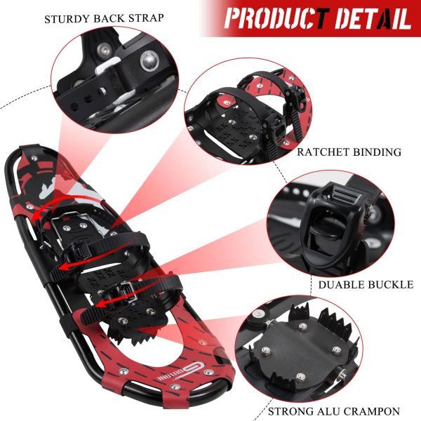 30 Inches Light Weight Snowshoes  with trekking Poles and Carrying Tote Bag - Image 3