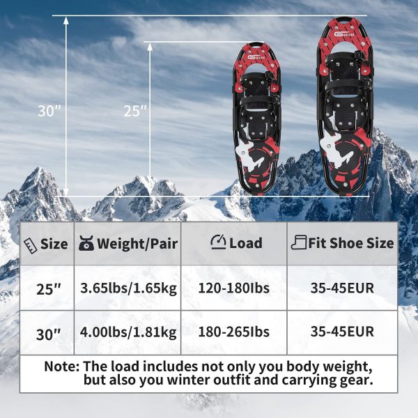 30 Inches Light Weight Snowshoes  with trekking Poles and Carrying Tote Bag - Image 7