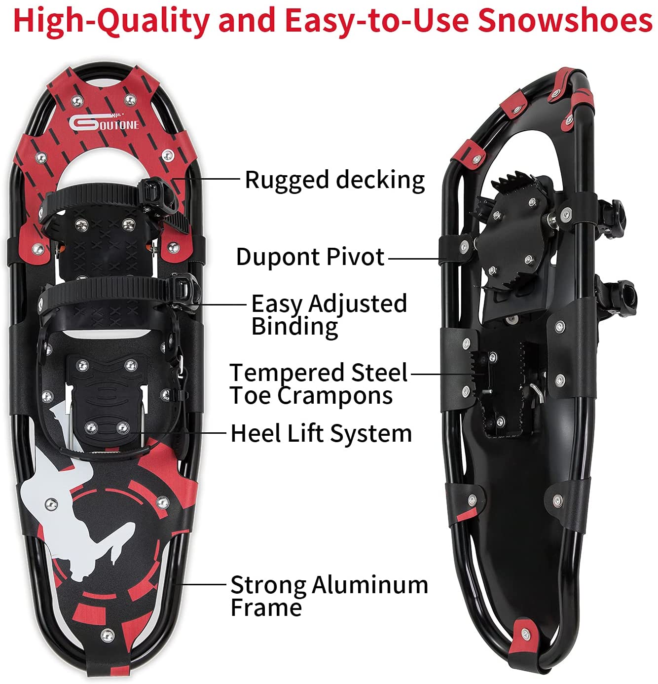 30 Inches Light Weight Snowshoes with trekking Poles and Carrying Tote ...