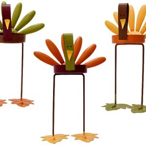 Candle Holder Thanksgiving Turkey Decorations Set of 3