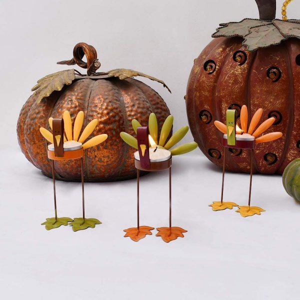 Candle Holder Thanksgiving Turkey Decorations Set of 3 - Image 2