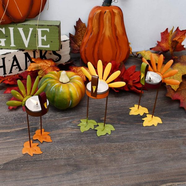 Candle Holder Thanksgiving Turkey Decorations Set of 3 - Image 4