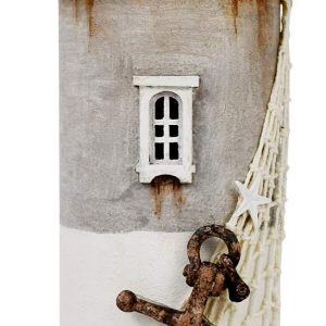 Wooden Lighthouse Decor with Light (11.4“H)