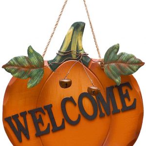 Wood Pumpkin Welcome Sign 9.75"X9.5"
