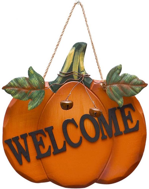 Wood Pumpkin Welcome Sign 9.75"X9.5"