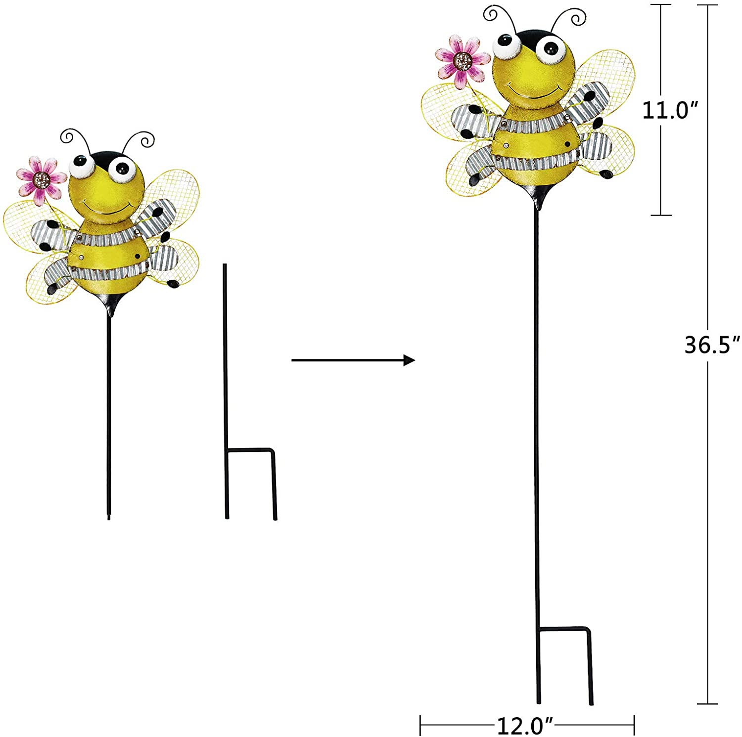 Bee Garden Stake Decorative Bee Yard Stake, Cute Insect Decor Metal ...