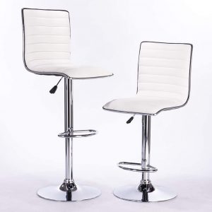 White Swivel Bar Stool set of 2