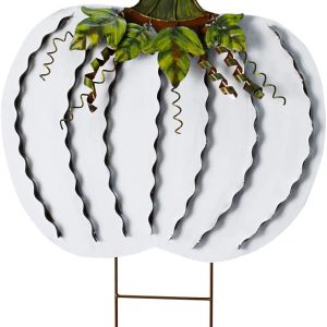 Pumpkin Garden Stake  (26" H B, White)