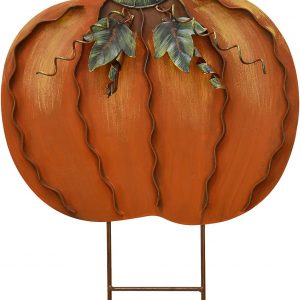 Pumpkin Garden Stake (17 inch H, Orange)