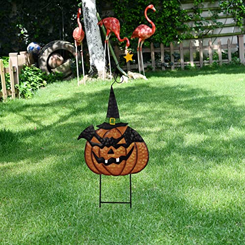 Metal Pumpkin Yard Sign Garden Stake