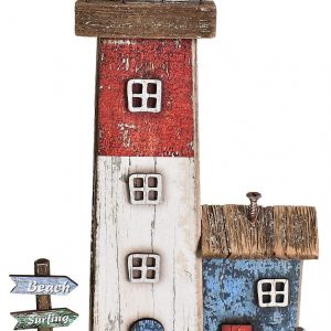 Wood Lighthouse Decor Hand Painted Decorative  (10.16"H)