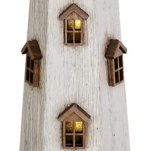 Wood Lighthouse Decor with Light(16" H)