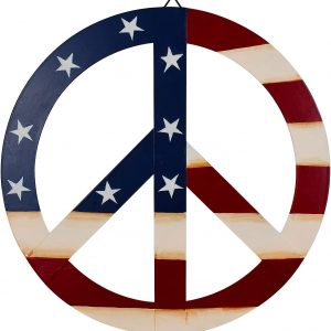 Patriotic American Flag Metal Peace Sign