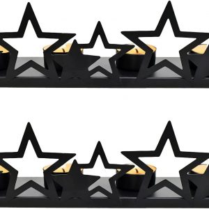 Patriotic Tea Light Candle Holders Set of 2(Black)