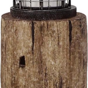 Rustic Wood Lighthouse Candle Holder