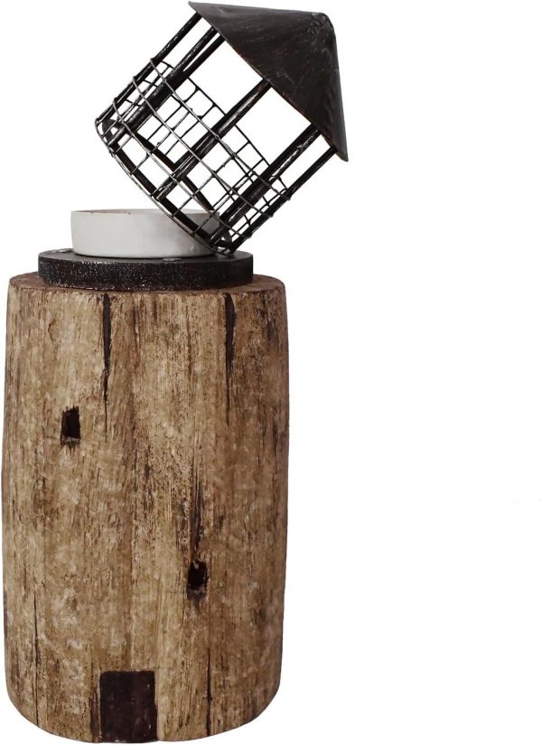 Rustic Wood Lighthouse Candle Holder - Image 2