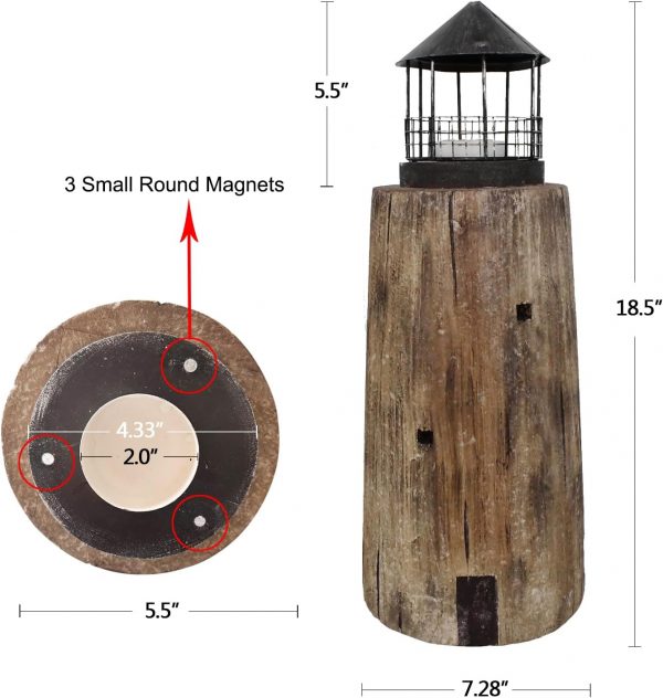 Rustic Wood Lighthouse Candle Holder - Image 11