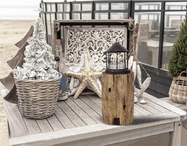 Rustic Wood Lighthouse Candle Holder - Image 5
