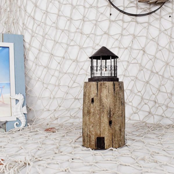 Rustic Wood Lighthouse Candle Holder - Image 8