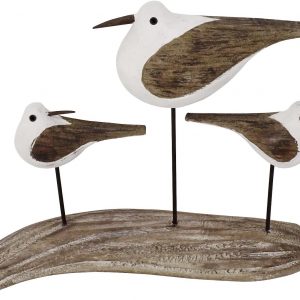 Wood Seagull Figurine Beach Home Decor Statue