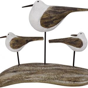 Wood Seagull Figurine Beach Home Decor