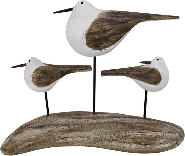 Wood Seagull Figurine Beach Home Decor
