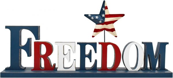 Patriotic Freedom Wooden Sign