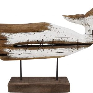 Wood & Metal Whale Figurine