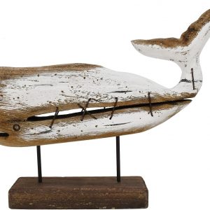 Wood & Metal Whale Figurine